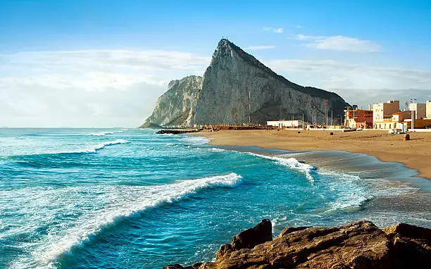 The Rock of Gibraltar from the Spanish shore