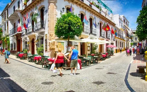 A street of terraces in old Marbella